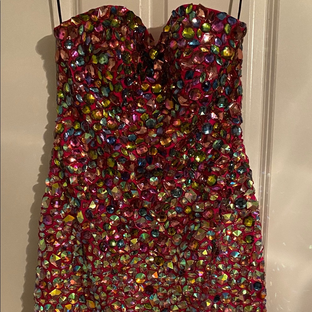 Hot Pink Jeweled Party Dress